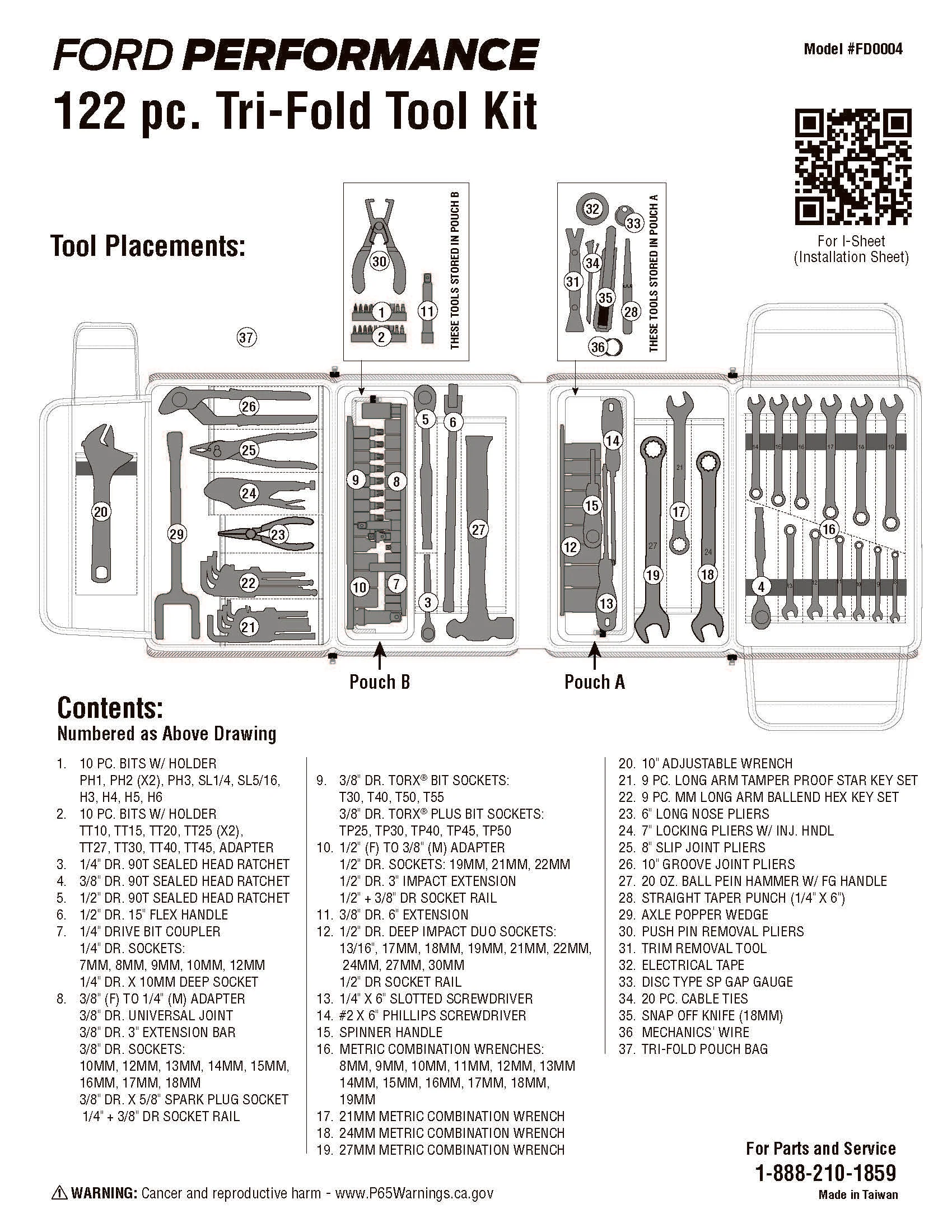 MoTLEY Industries - 122pc Ford Performance Tri-Fold Tool Kit - Image 10